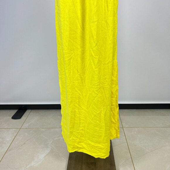NWOT Farm Rio Linen Blend Yellow Sleeveless Midi Dress Size S - Picture 4 of 13